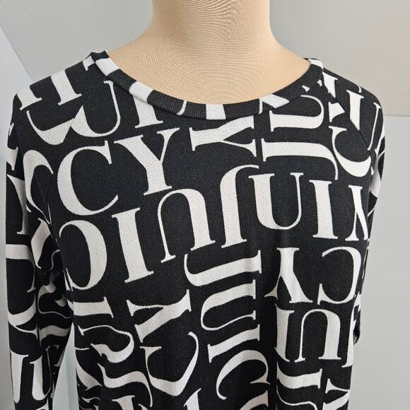 Juicy Couture Black White Letter Print Long Sleeve Top Knit Large Spellout - Picture 6 of 15